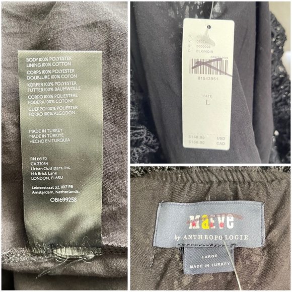 Anthropologie Maeve Black Off the Shoulder Cut work eyelet top NWT Large - Picture 4 of 5